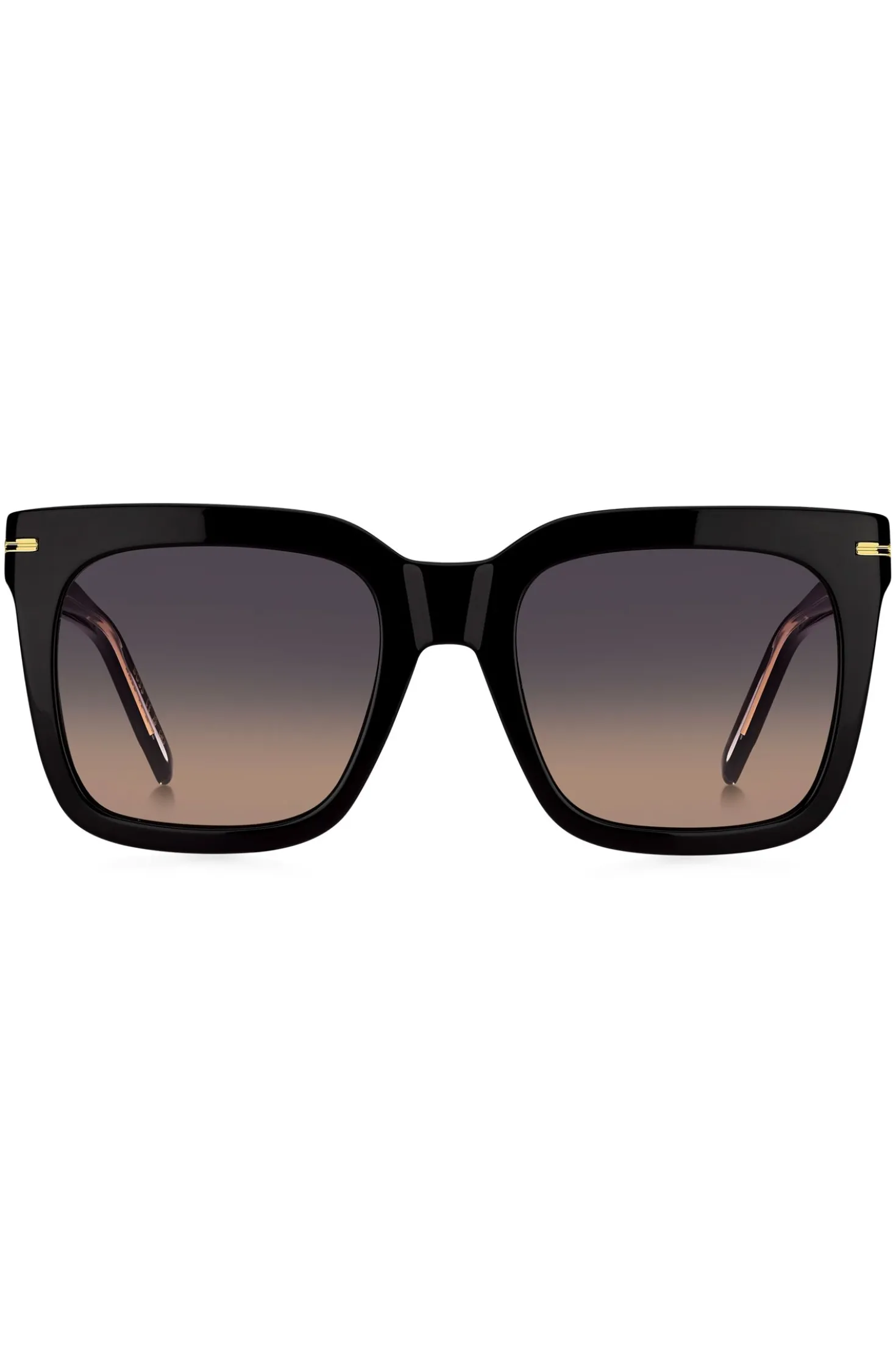 Sonnenbrille aus schwarzem Acetat mit goldfarbenen Metalldetails
