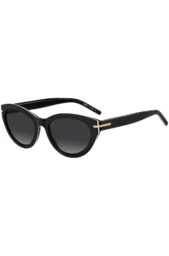 Sonnenbrille aus schwarzem Acetat mit goldfarbenen Details