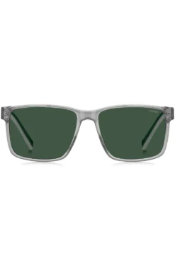 Sonnenbrille aus transparentem Acetat mit weißen und grünen Details