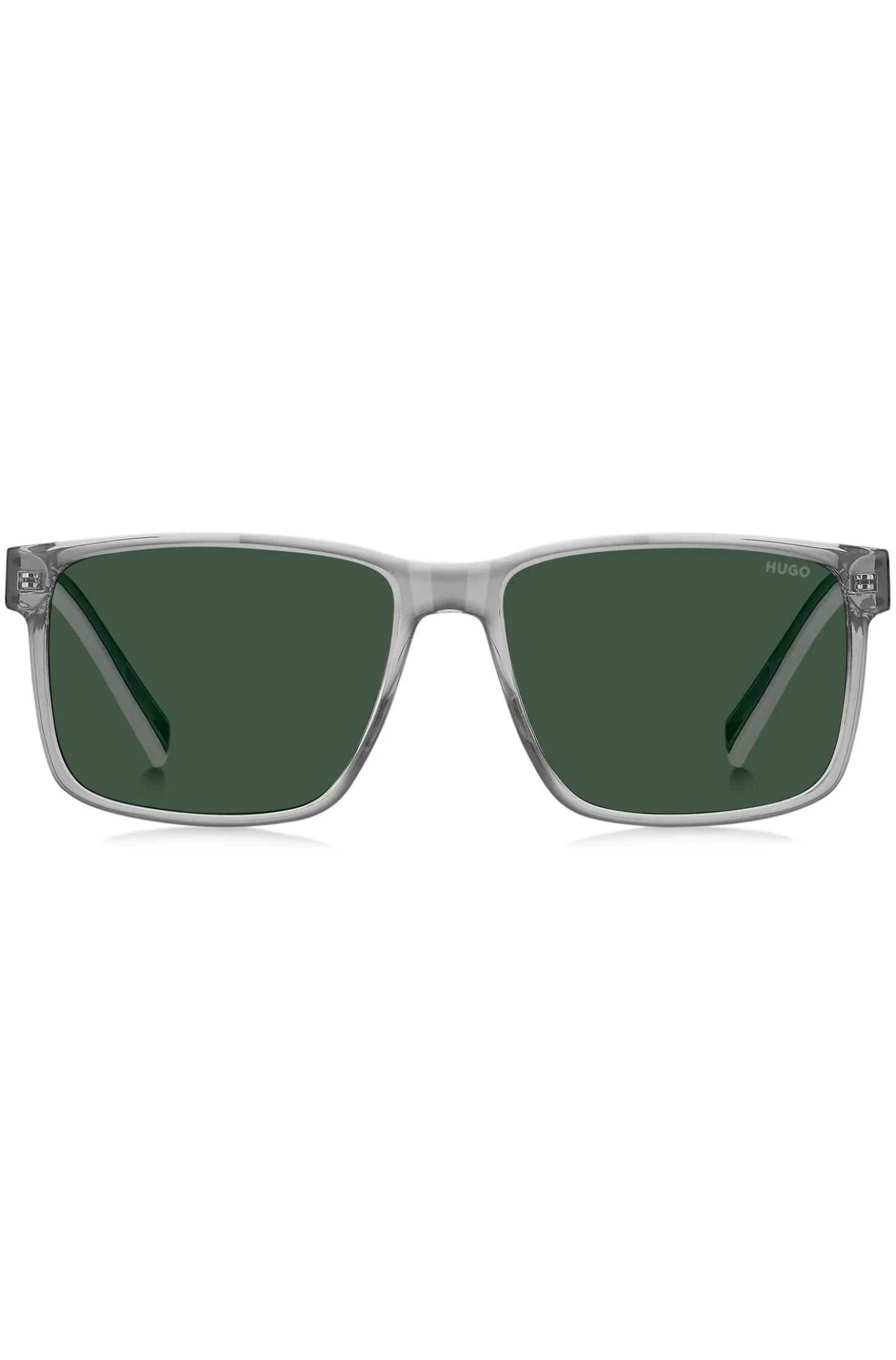 Sonnenbrille aus transparentem Acetat mit weißen und grünen Details