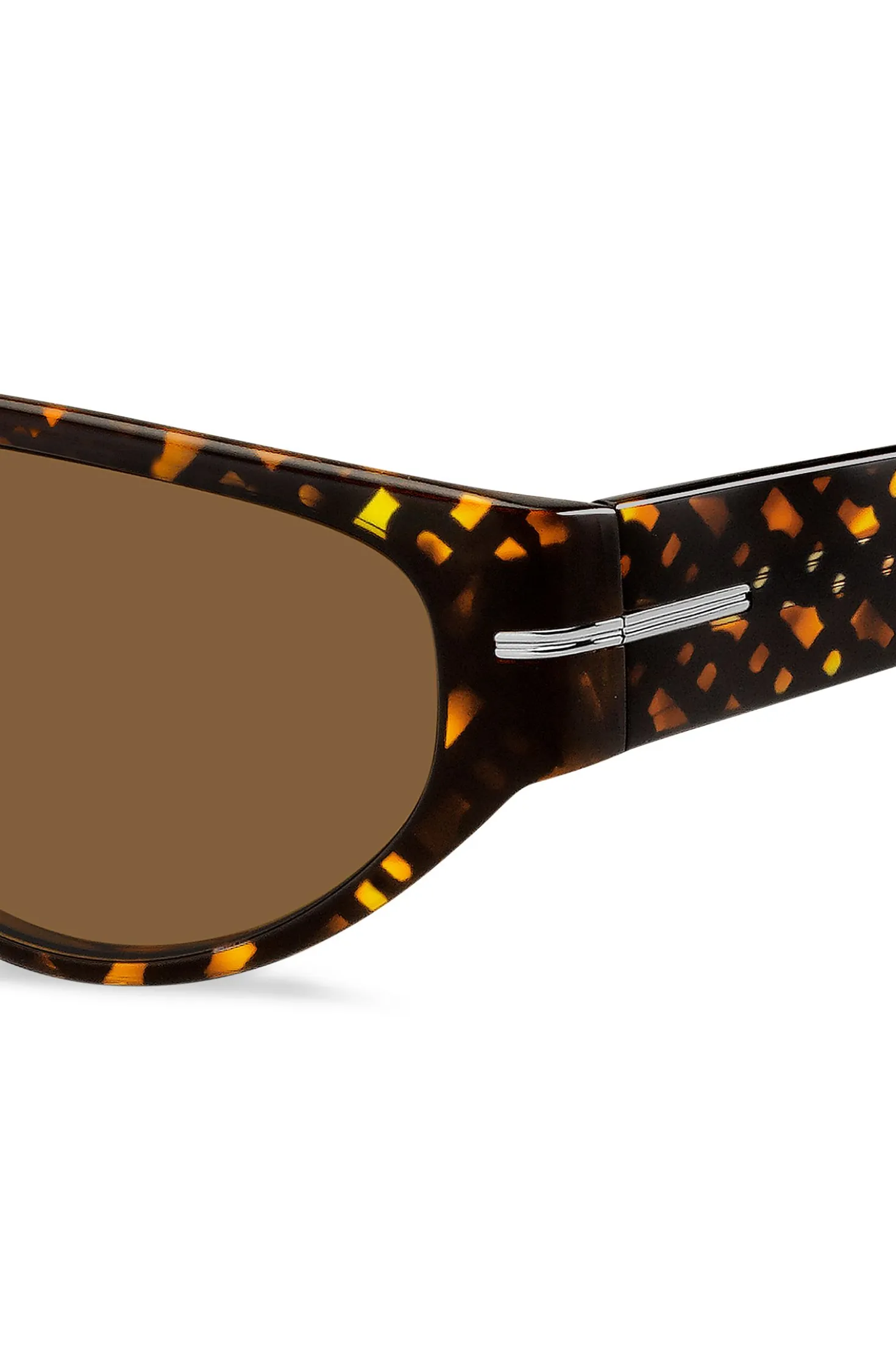 Sonnenbrille im Masken-Stil aus Acetat mit Monogramm-Muster