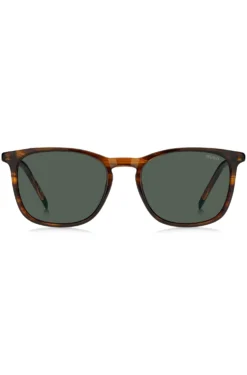 Sonnenbrille in brauner Horn-Optik mit Logo-Details