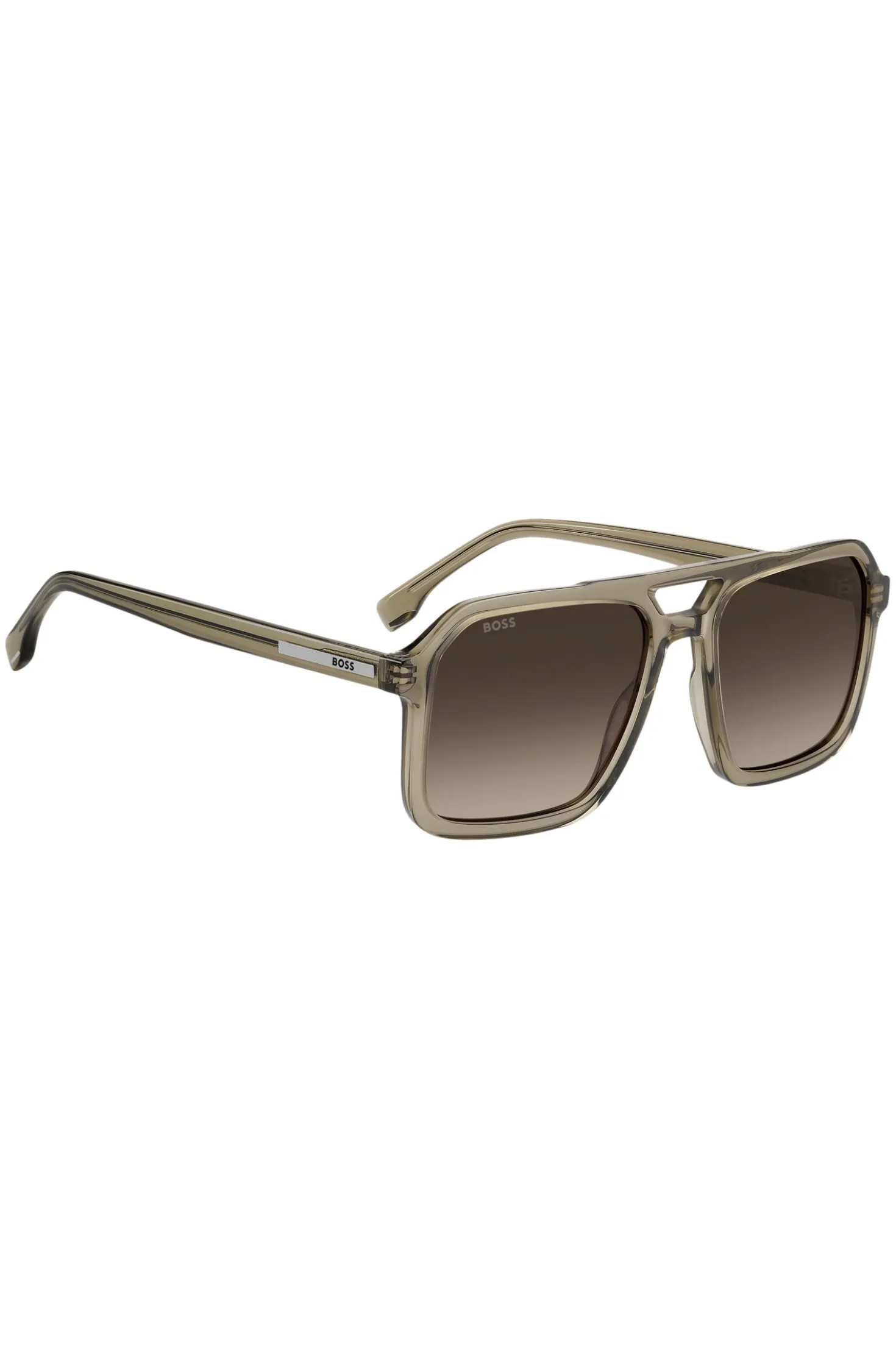 Sonnenbrille in transparentem Braun mit Logo-Details