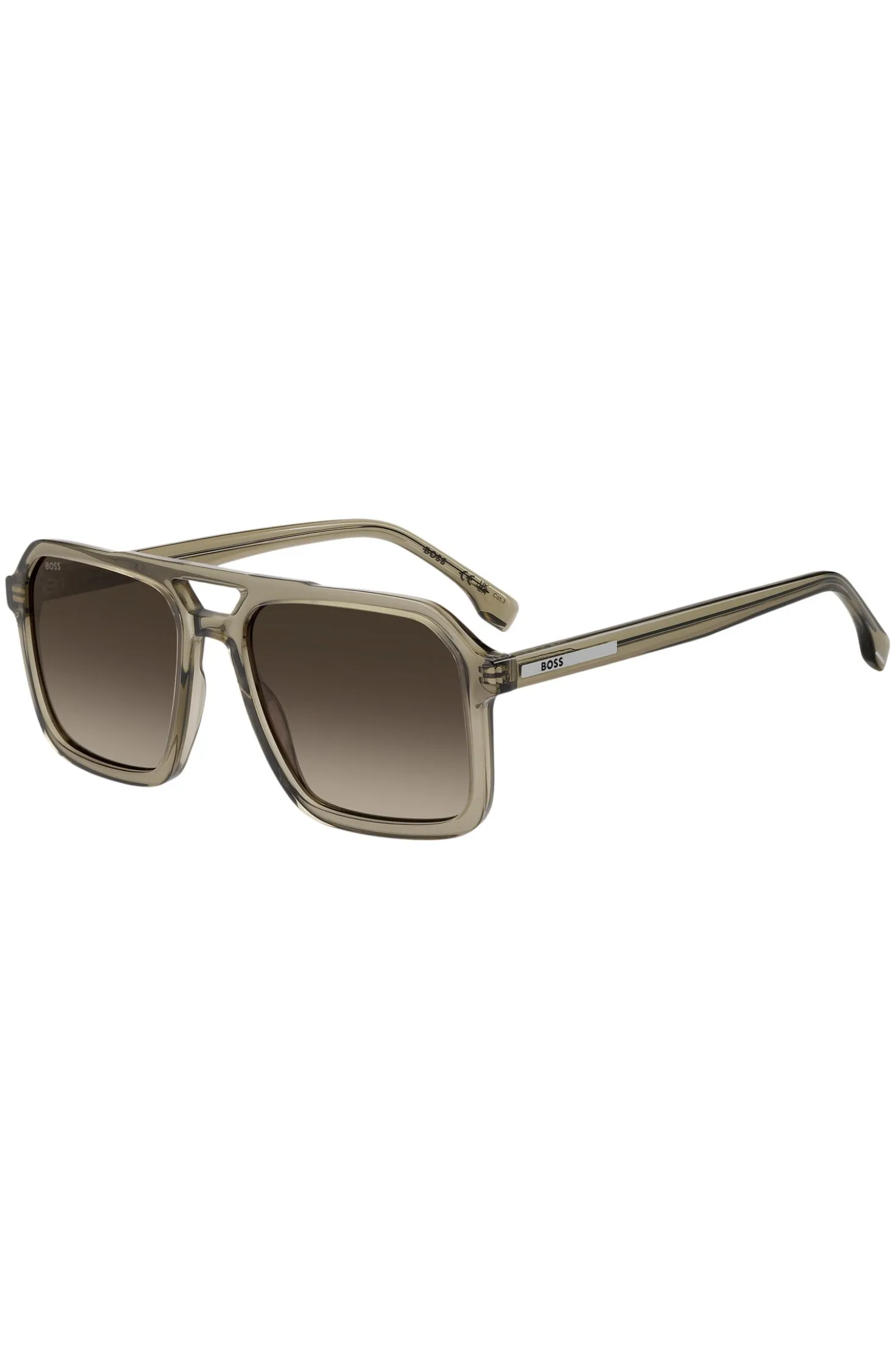 Sonnenbrille in transparentem Braun mit Logo-Details