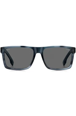Sonnenbrille mit Fassung aus blauem, gemustertem Acetat