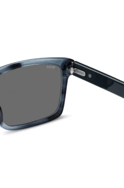 Sonnenbrille mit Fassung aus blauem, gemustertem Acetat