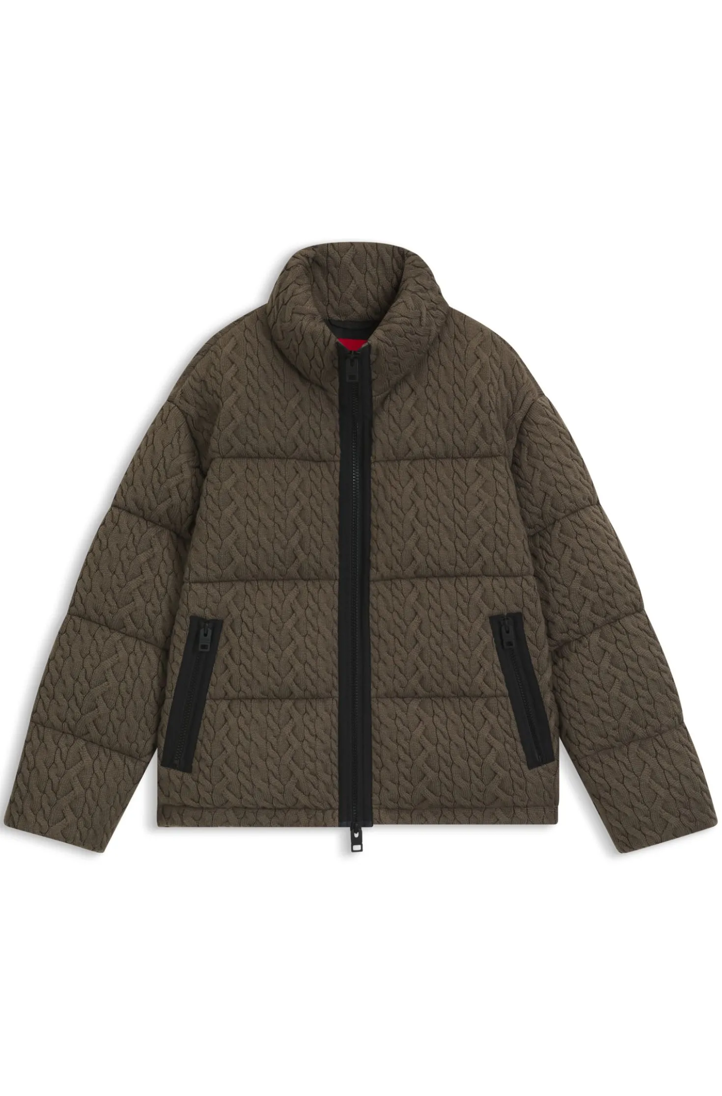 Steppjacke mit Zopfmuster-Struktur