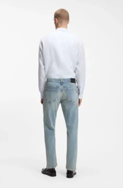 Straight-Fit Jeans aus blauem Stretch-Denim