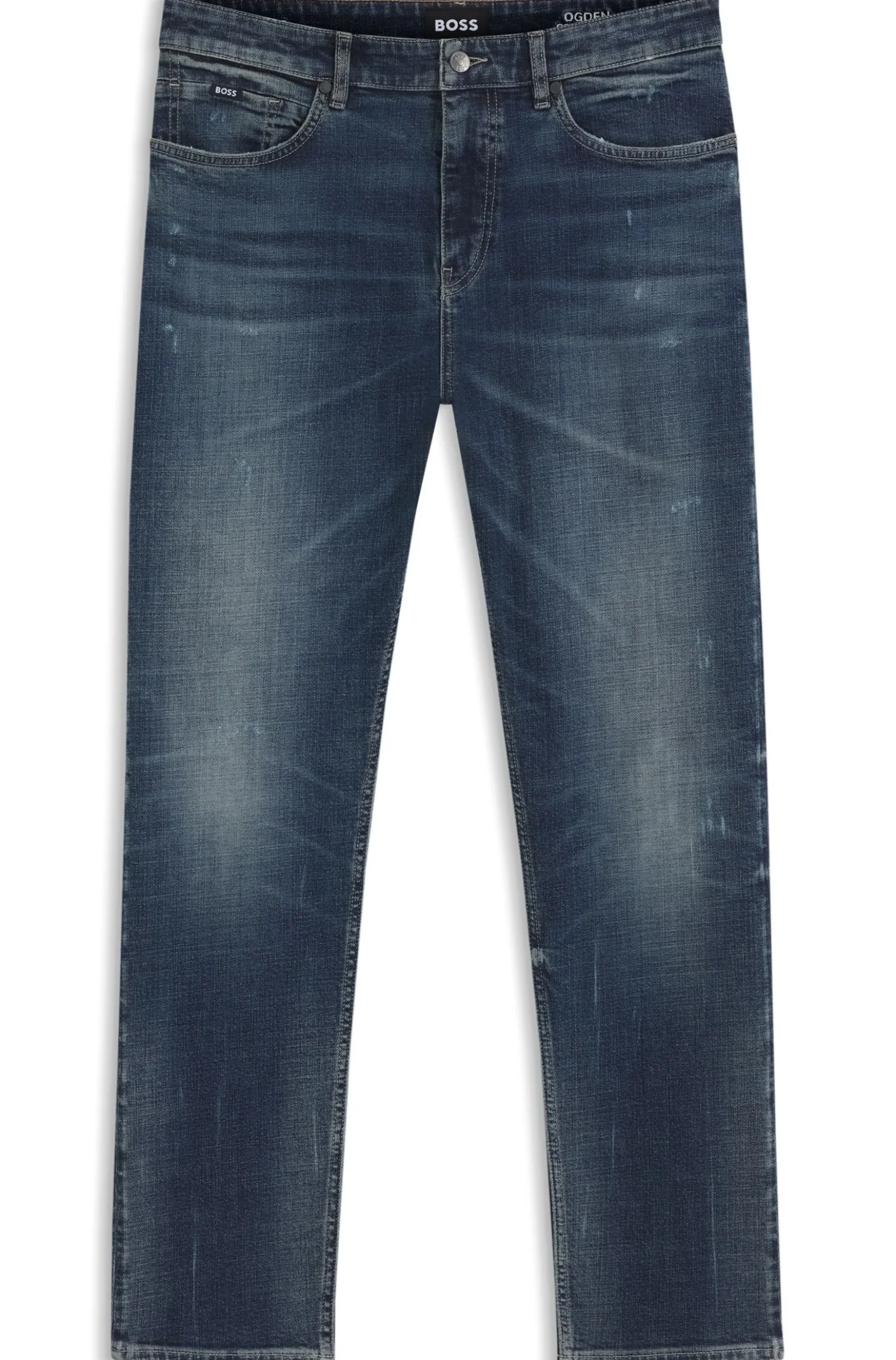 Straight-Fit Jeans aus dunkelblauem Stretch-Denim