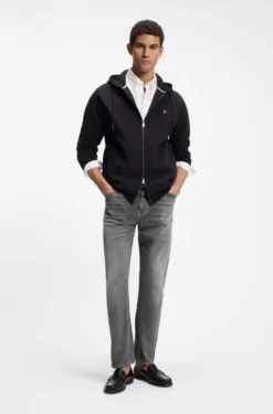 Straight-Fit Jeans aus grauem supersoftem Stretch-Denim