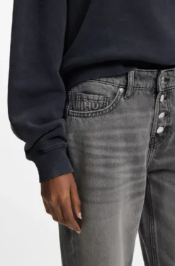 Straight-Fit Jeans aus grauem Denim mit geknöpftem Eingriff