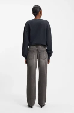 Straight-Fit Jeans aus grauem Denim mit geknöpftem Eingriff