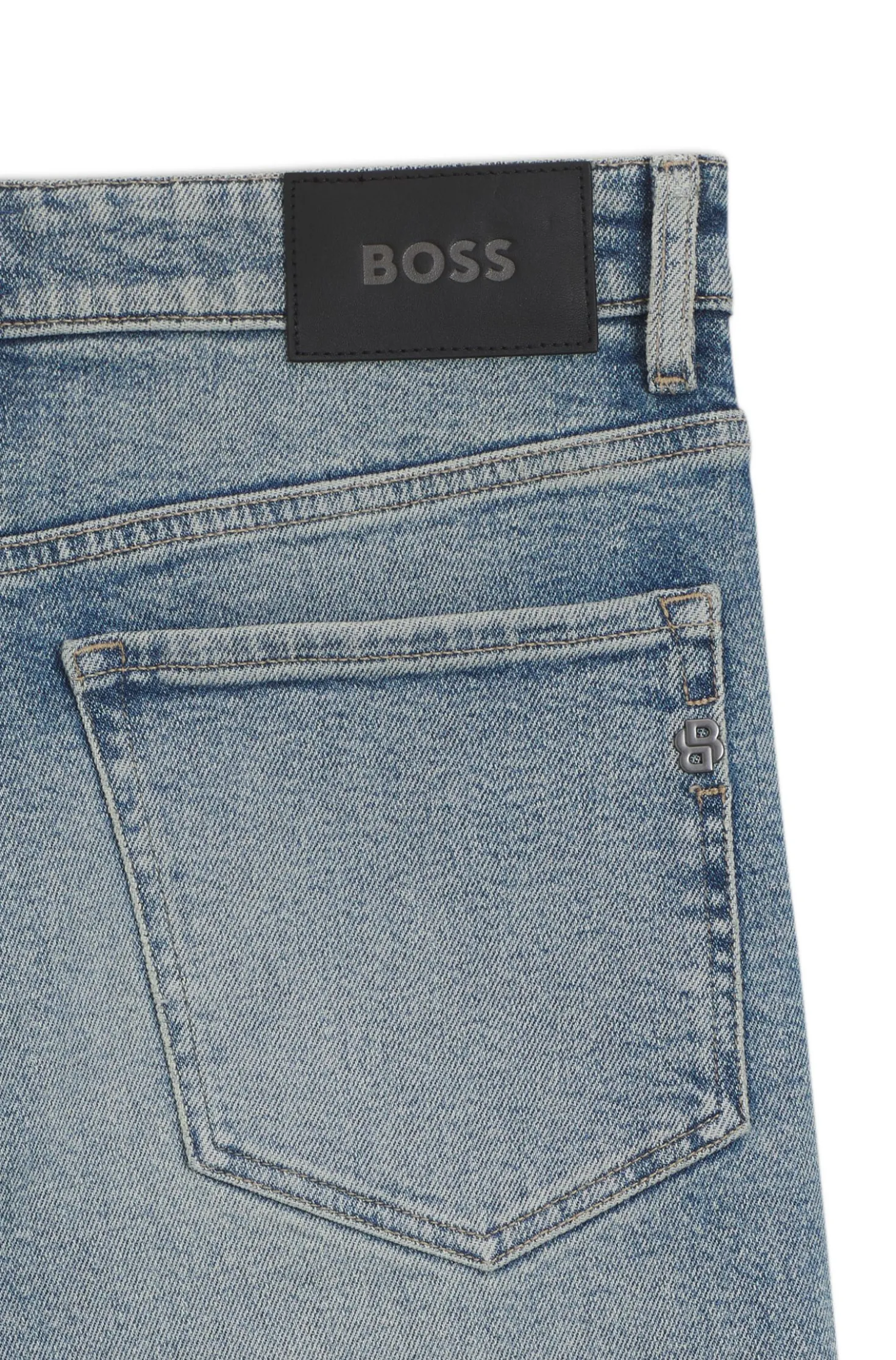 Straight-Fit Jeans aus leuchtend blauem Stretch-Denim
