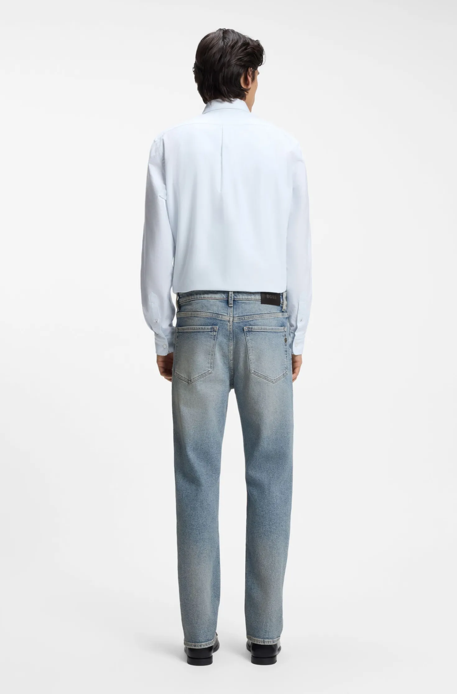 Straight-Fit Jeans aus leuchtend blauem Stretch-Denim