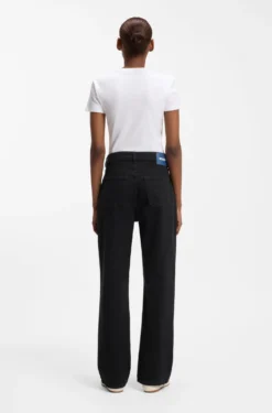 Straight-Fit Jeans aus schwarzem Stretch-Denim