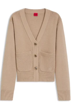 Strickjacke aus Woll-Mix mit Logo-Stickerei