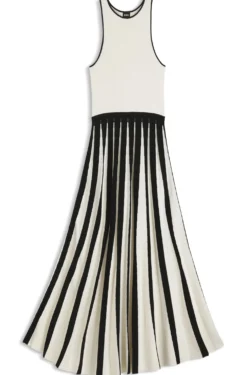 Strickkleid mit zweifarbigem Plissee-Rock