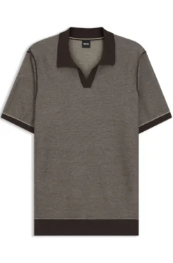 Strick-Poloshirt aus Baumwoll-Mix mit Querstreifen