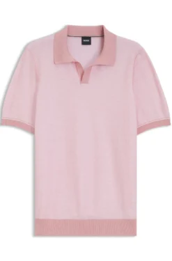 Strick-Poloshirt aus Baumwoll-Mix mit Querstreifen