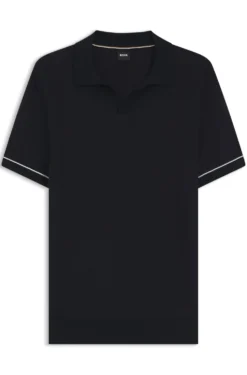 Strick-Poloshirt aus Baumwoll-Mix mit Querstreifen