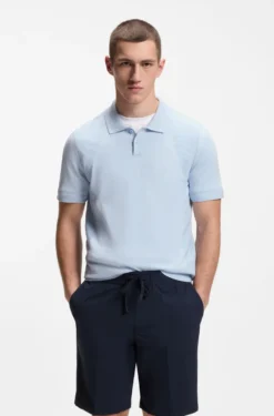 Strick-Poloshirt aus Baumwoll-Mix mit Bodymapping-Struktur