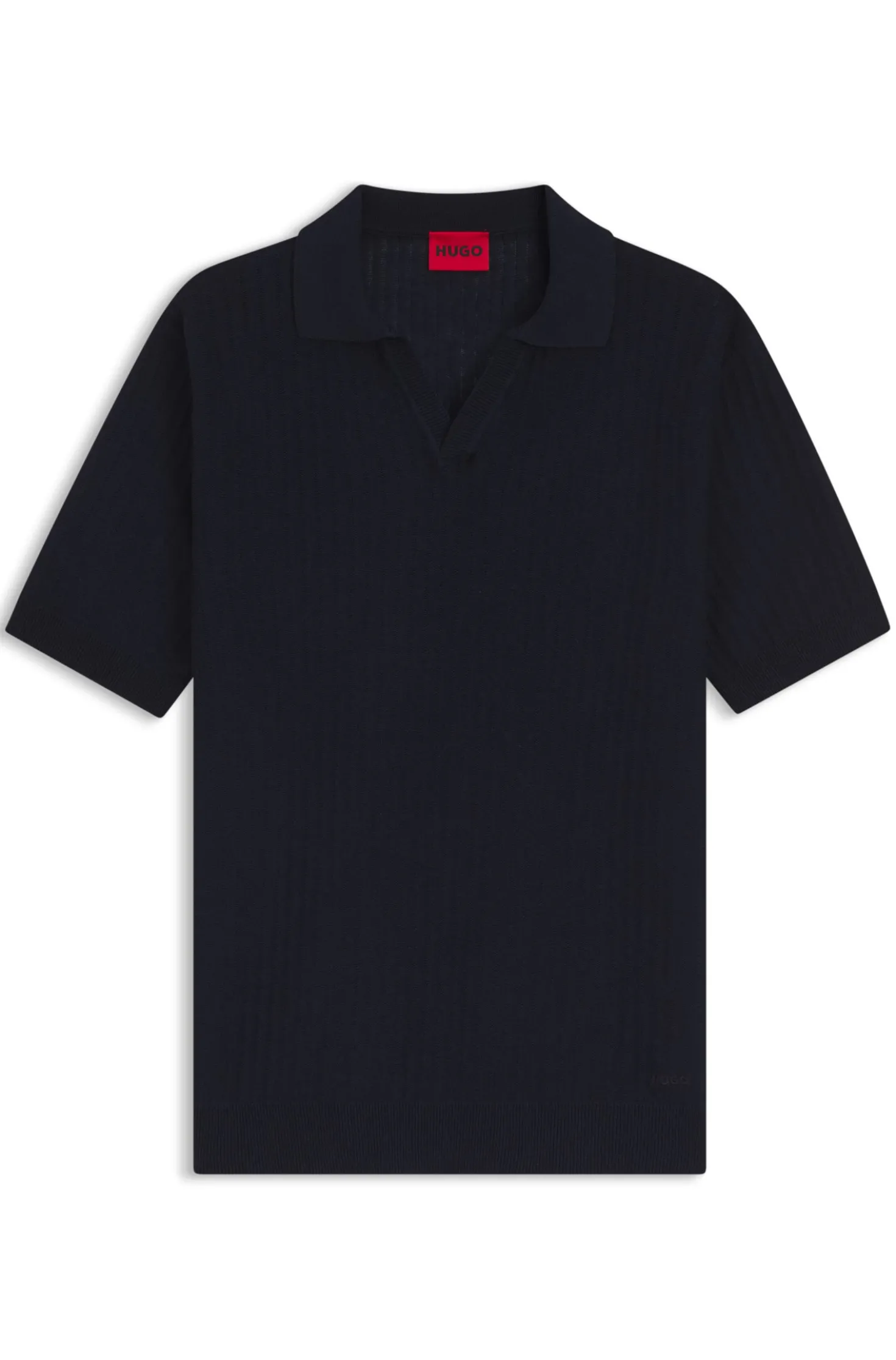 Strick-Poloshirt aus Baumwoll-Leinen-Jacquard mit Johnny-Kragen