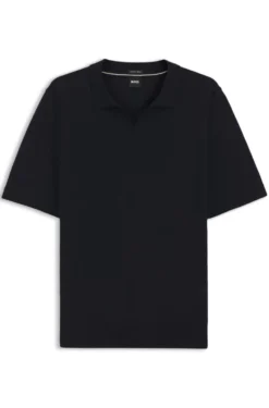 Strick-Poloshirt aus Merinowolle mit Johnny-Kragen