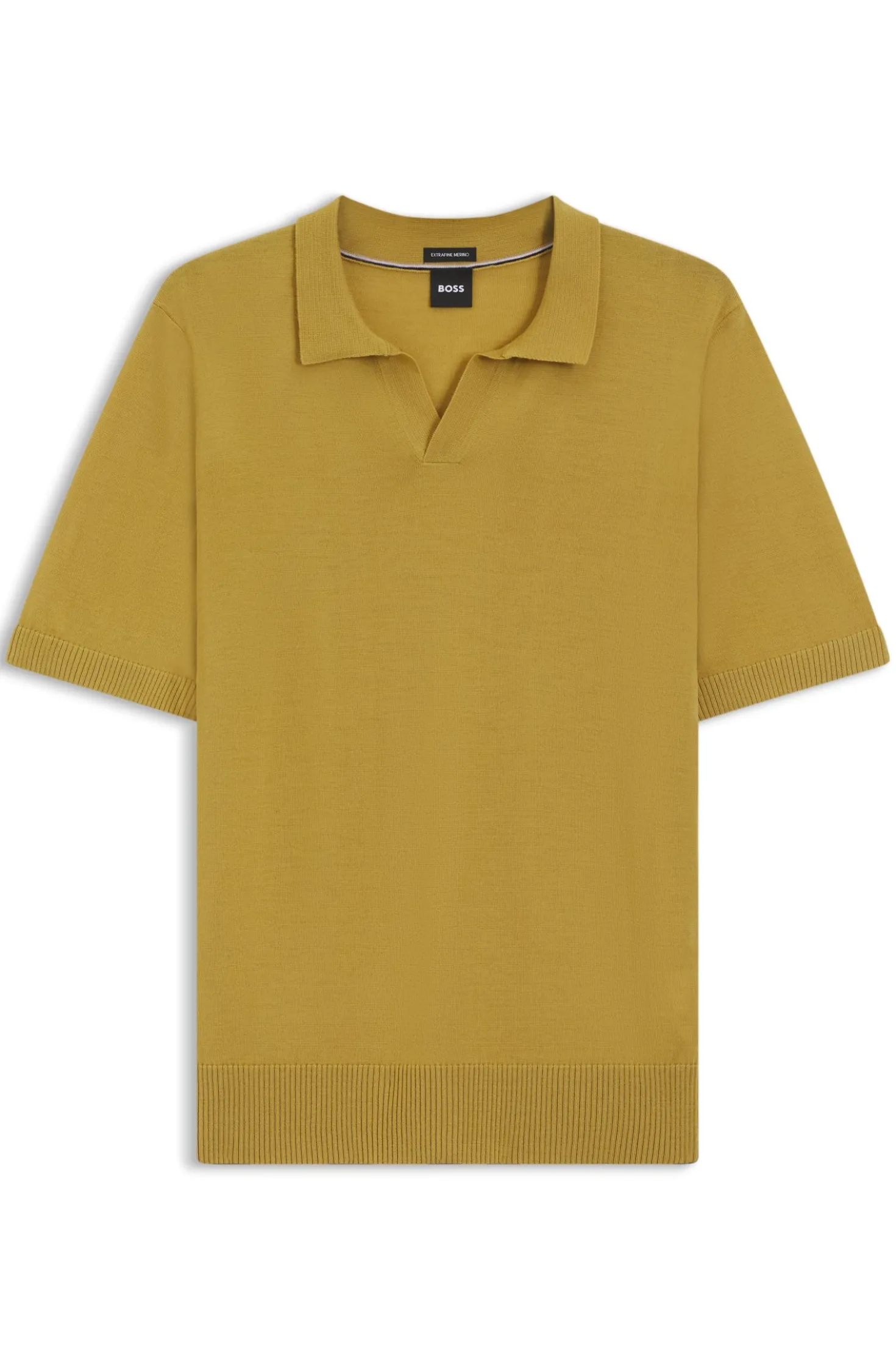 Strick-Poloshirt aus Merinowolle mit Johnny-Kragen