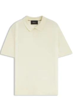 Strick-Poloshirt aus Seide mit gerippter Struktur