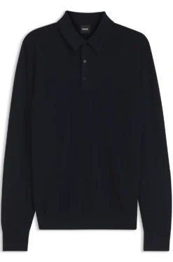 Strick-Poloshirt aus Woll-Mix mit verschiedenen Strukturen