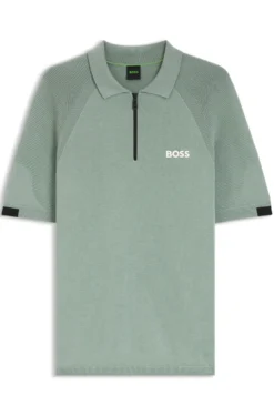 Strick-Poloshirt mit Reißverschluss am Kragen und Body-Mapping-Design