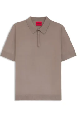 Strick-Poloshirt mit verdeckter Knopfleiste