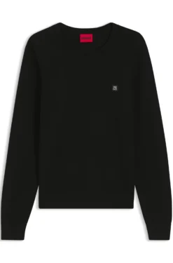 Strickpullover aus Piqué mit metallenem Stack-Logo