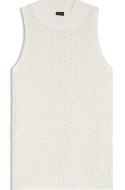 Stricktop aus Baumwolle mit feiner Spitzenstruktur