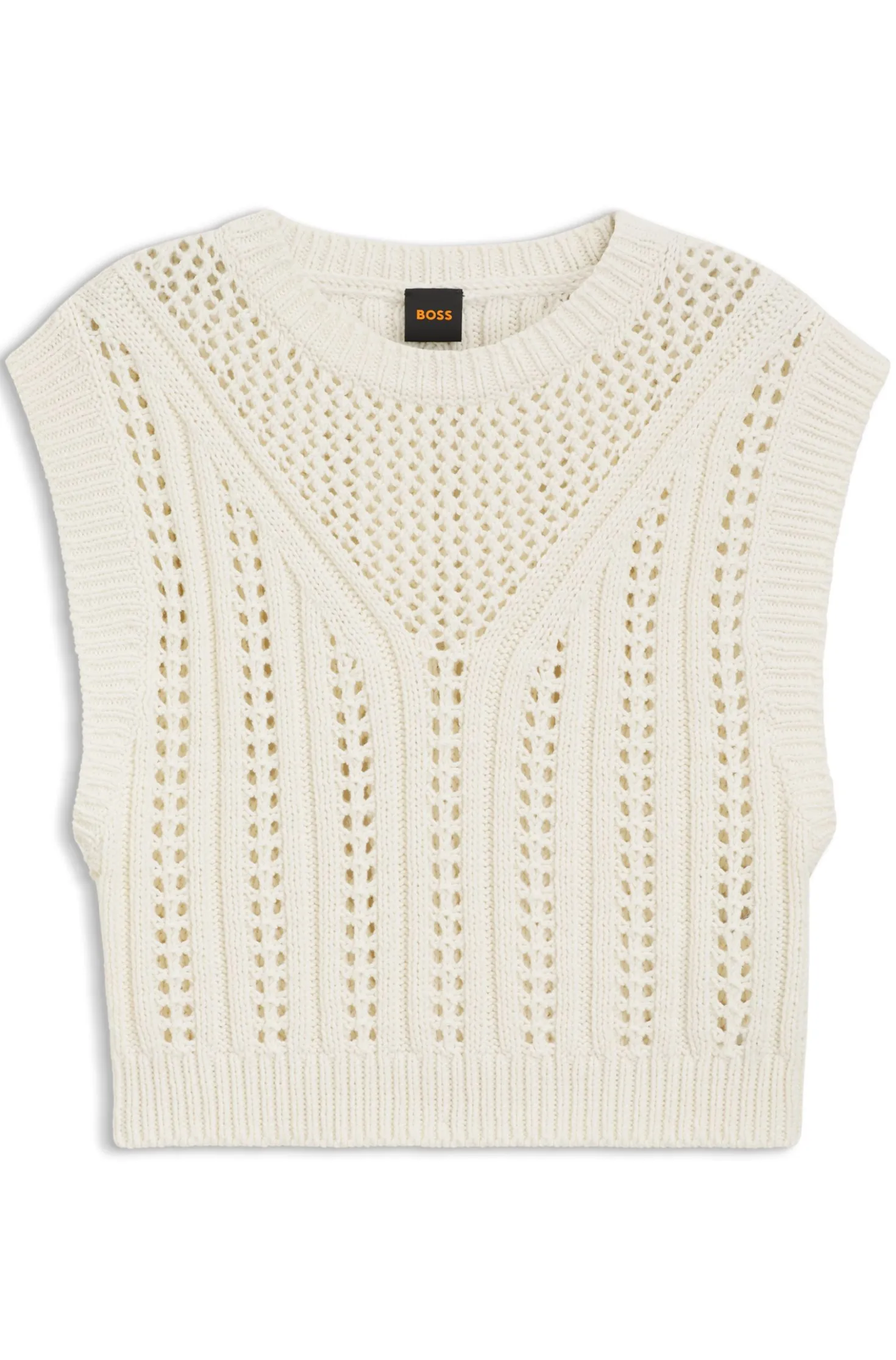 Stricktop aus Baumwoll-Mix mit offener Strickstruktur