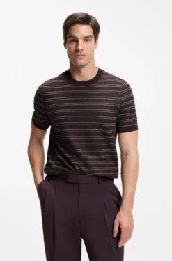 Strick-T-Shirt aus Baumwoll-Mix mit Querstreifen