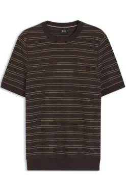 Strick-T-Shirt aus Baumwoll-Mix mit Querstreifen