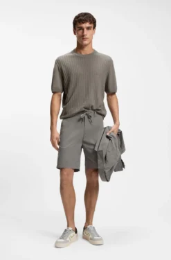 Strick-T-Shirt aus Leinen-Baumwoll-Mix