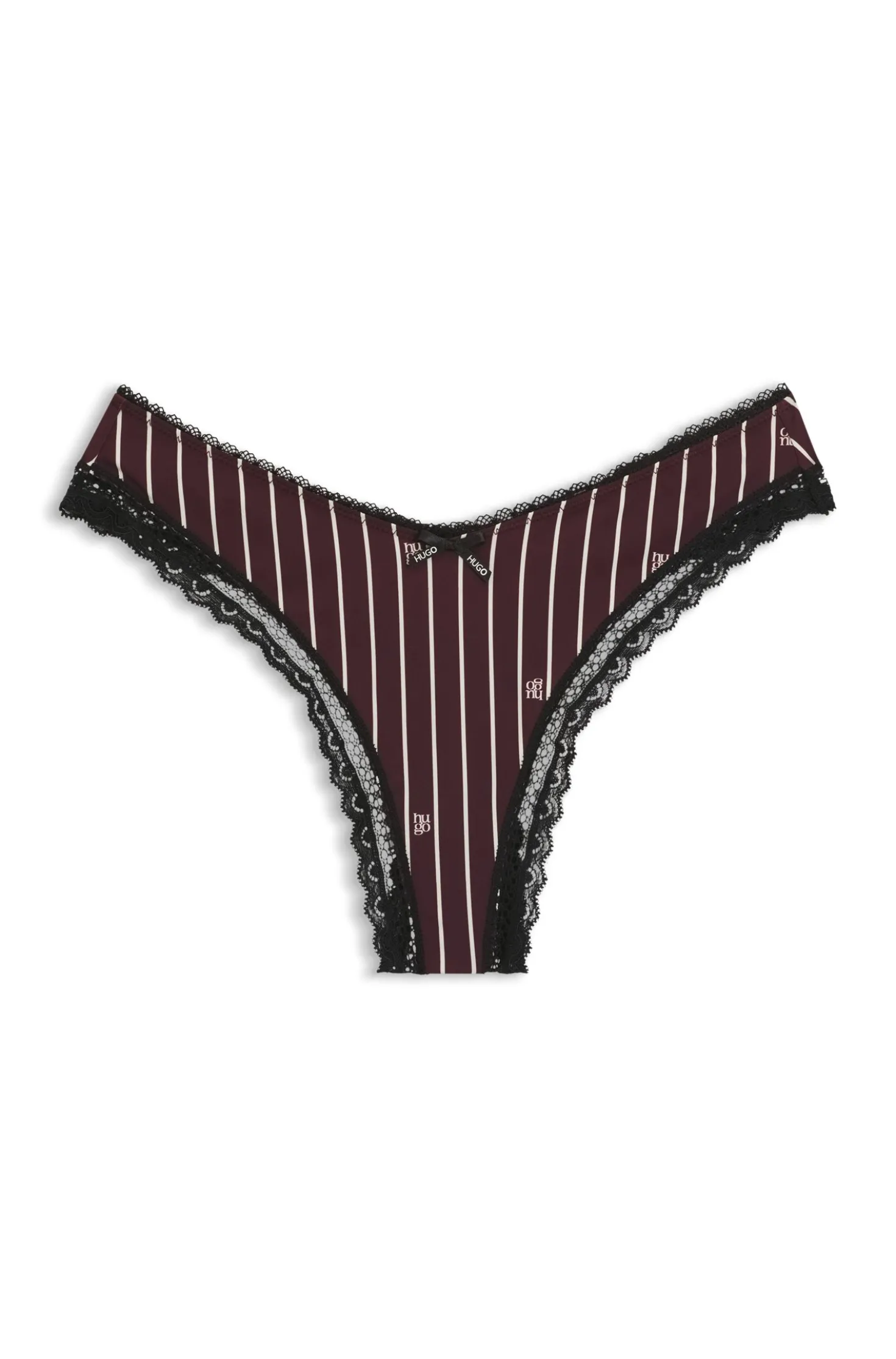 String aus elastischer Mikrofaser mit Spitzenbesatz