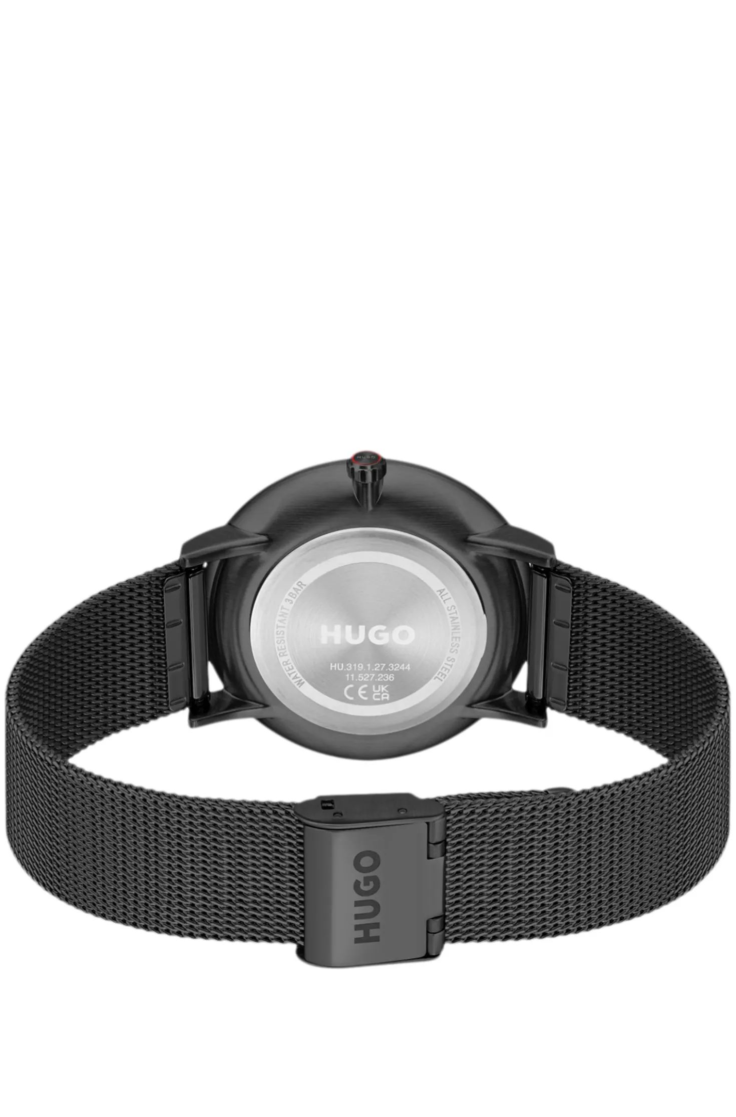 #Style komplett schwarze 3-Zeiger-Uhr mit Mesh-Armband