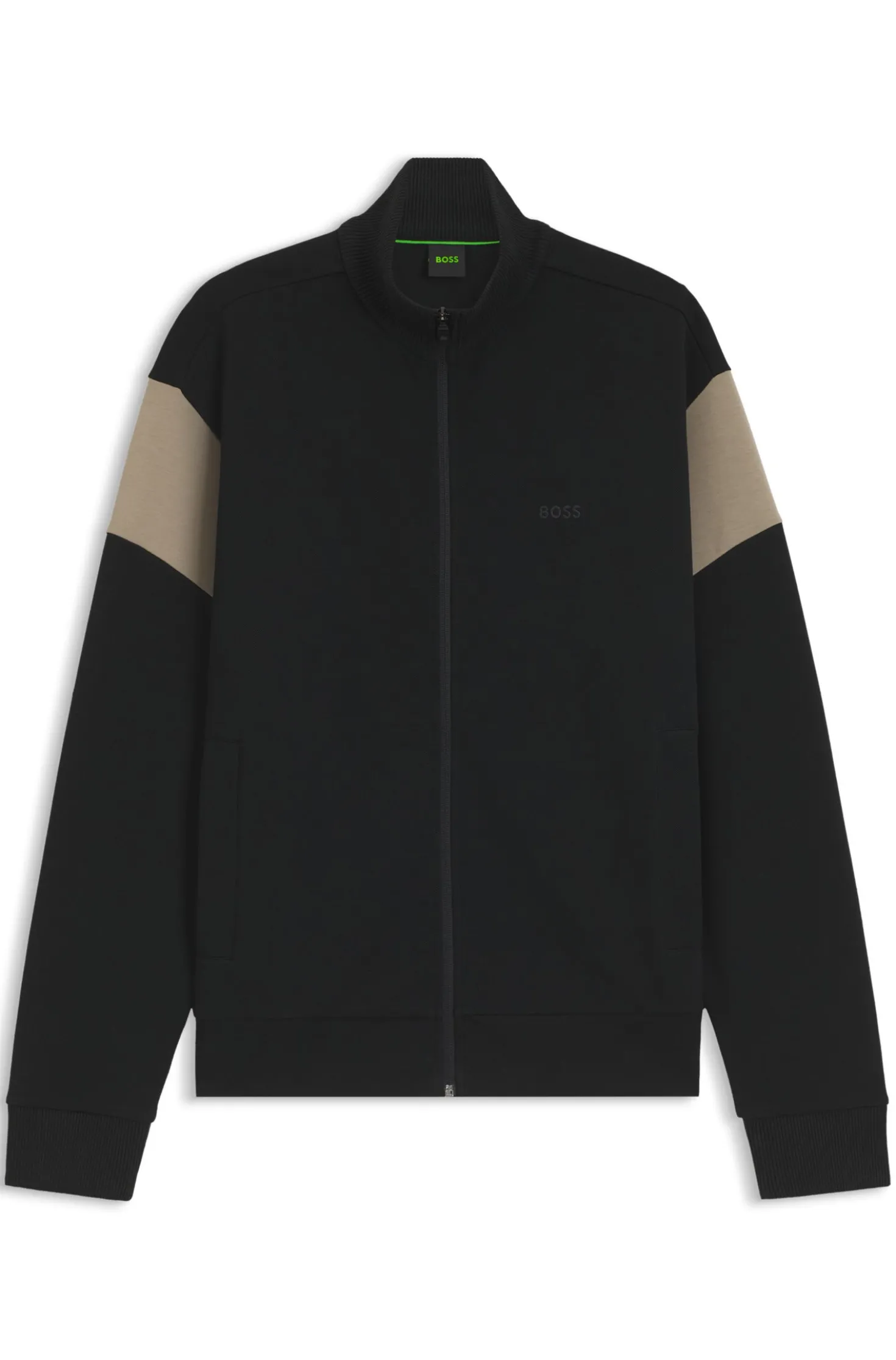 Sweatjacke aus Baumwoll-Mix mit Reißverschluss und kontrastierenden Einsätzen