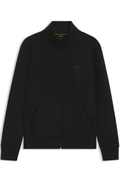 Sweatjacke aus Stretch-Baumwolle mit Reißverschluss und Logo-Print