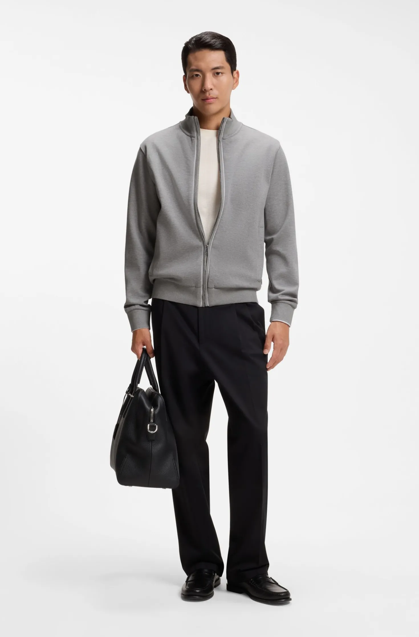 Sweatshirt aus Baumwolle mit Troyerkragen