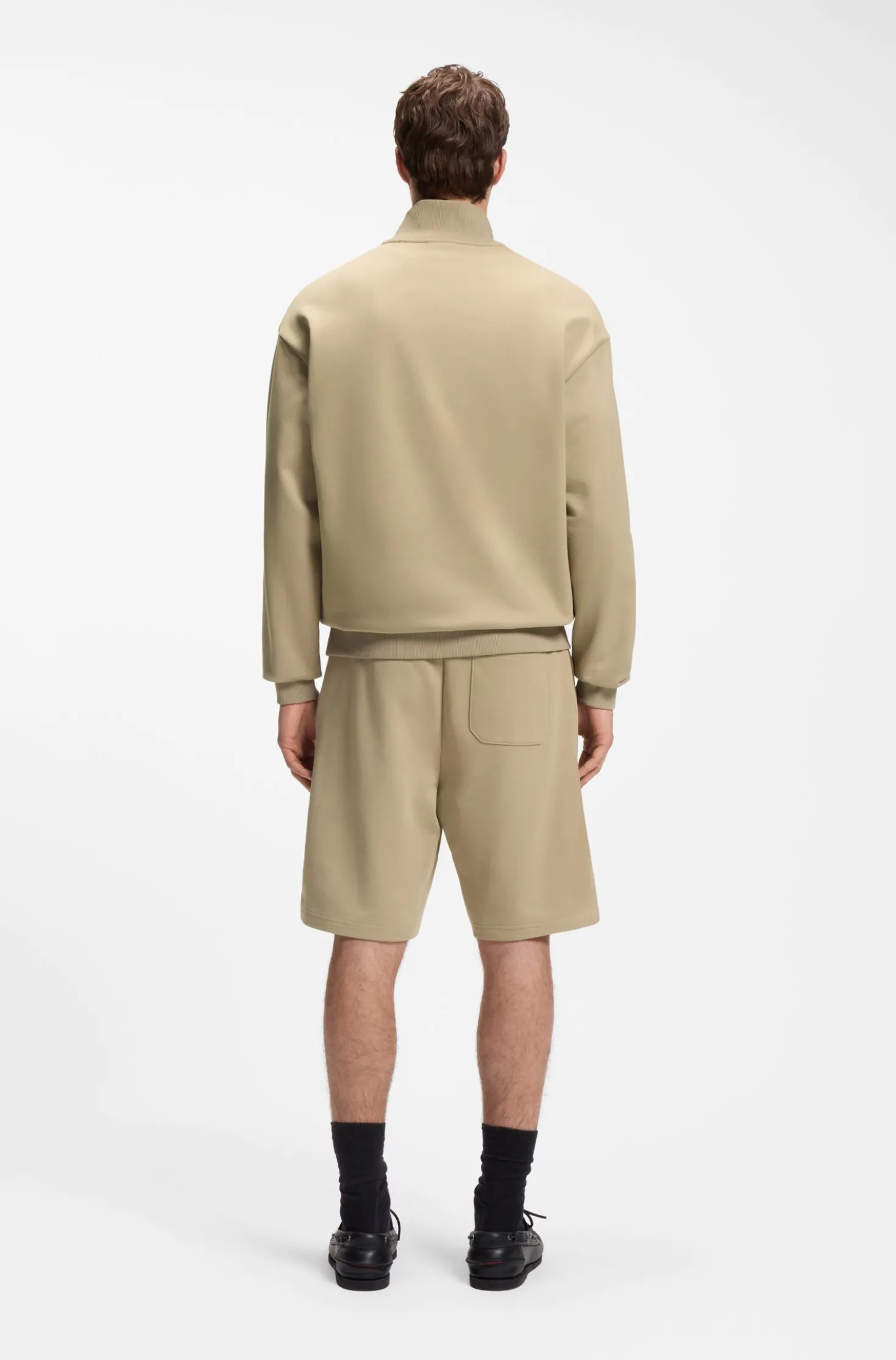Sweatshirt aus Baumwoll-Terry mit Troyerkragen