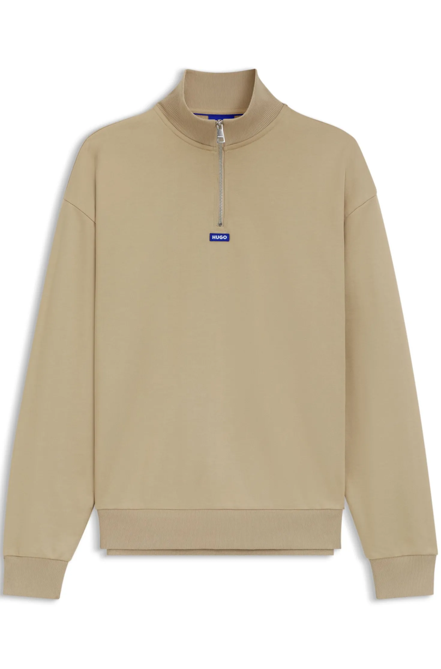 Sweatshirt aus Baumwoll-Terry mit Troyerkragen