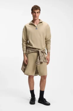 Sweatshirt aus Baumwoll-Terry mit Troyerkragen