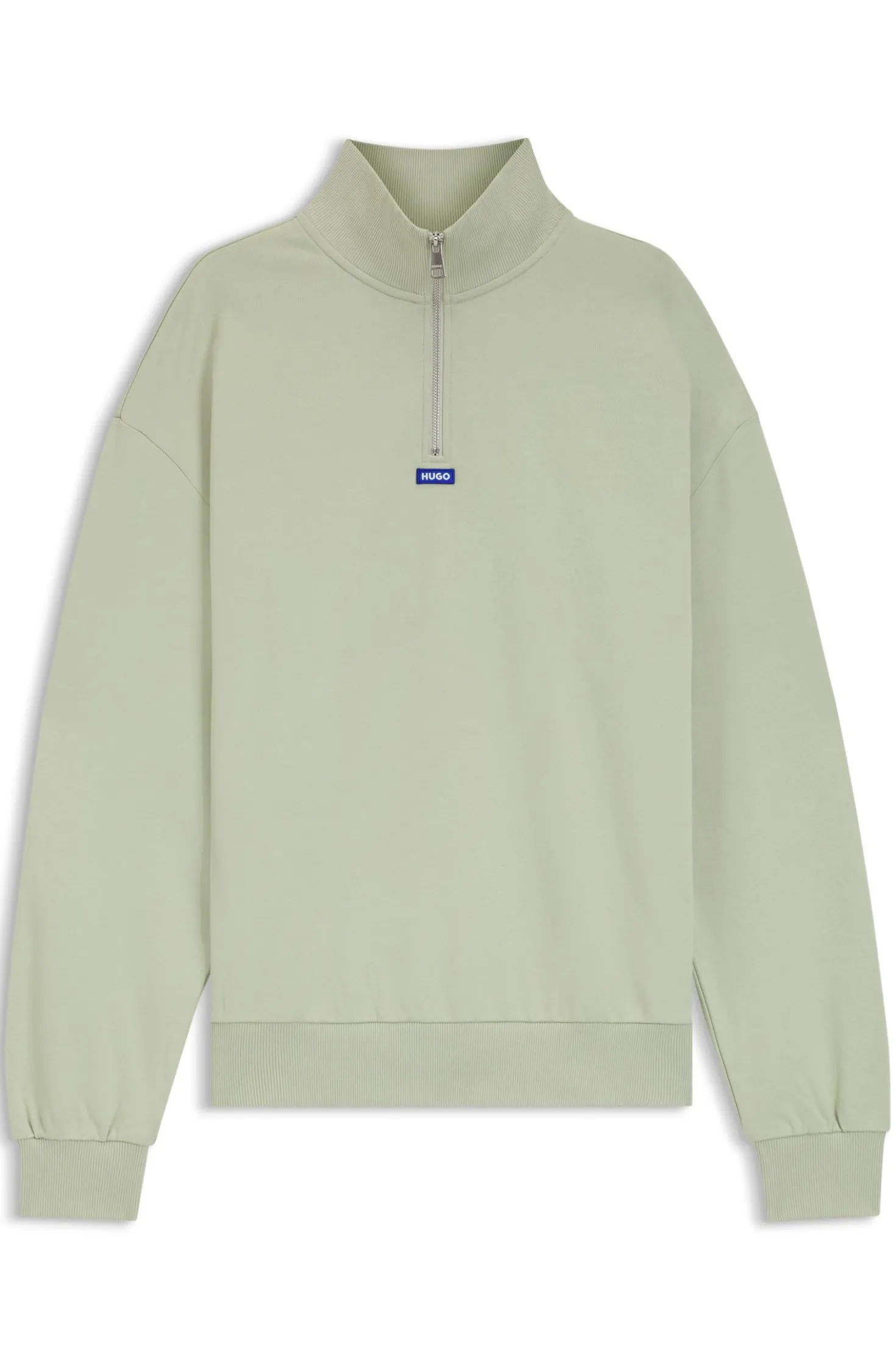 Sweatshirt aus Baumwoll-Terry mit Troyerkragen