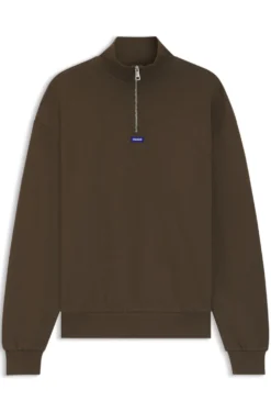 Sweatshirt aus Baumwoll-Terry mit Troyerkragen