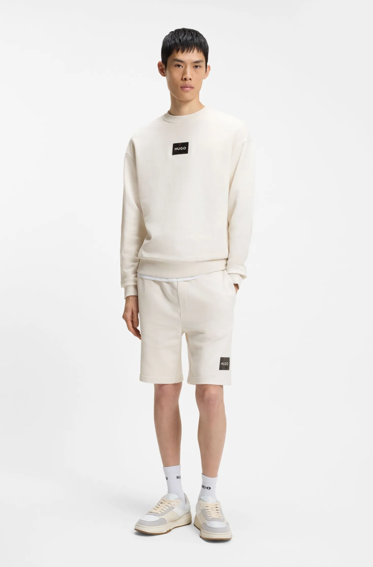 Sweatshirt aus Baumwoll-Terry mit Logo-Patch in Schildpatt-Optik