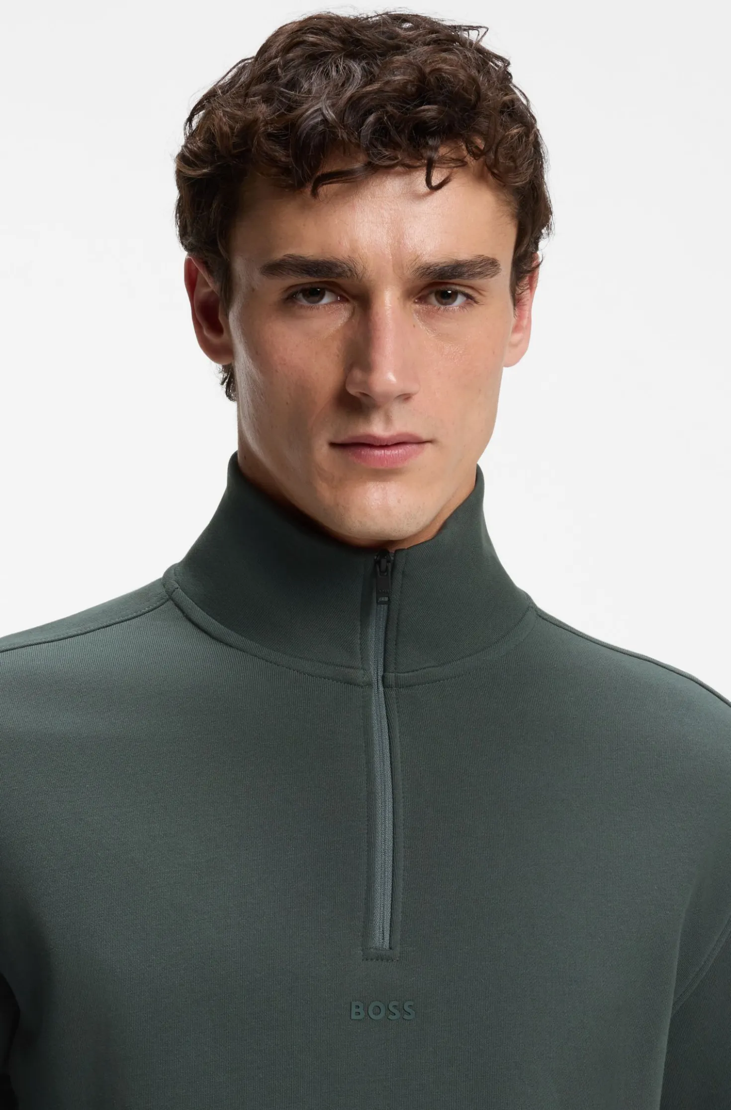 Sweatshirt aus Baumwoll-Terry mit kurzem Reißverschluss